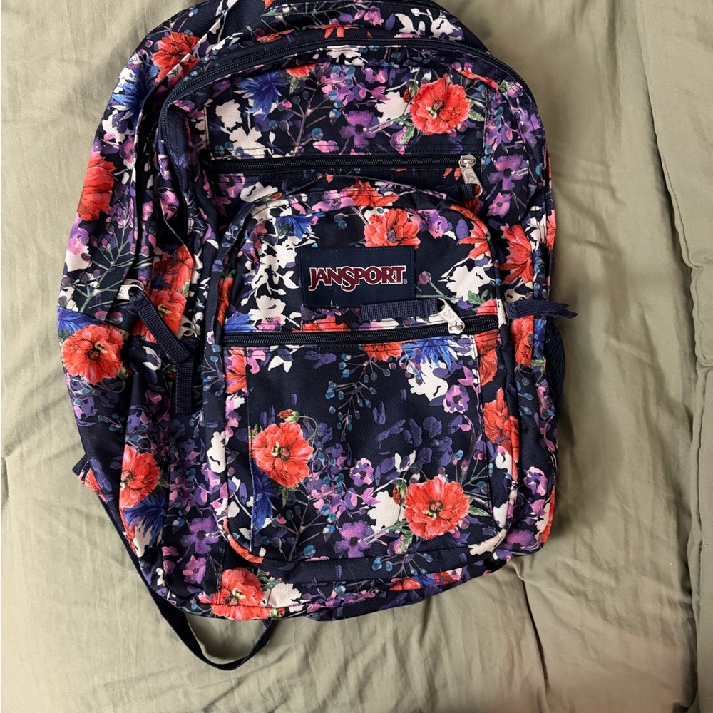Jansport Navy Backpack with Floral Design